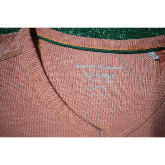 Tommy Bahama IslandZone Performance V-Neck Shirt XL Tall Orange - Picture 2 of 5